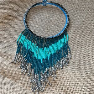 Beaded Necklace with Fringe